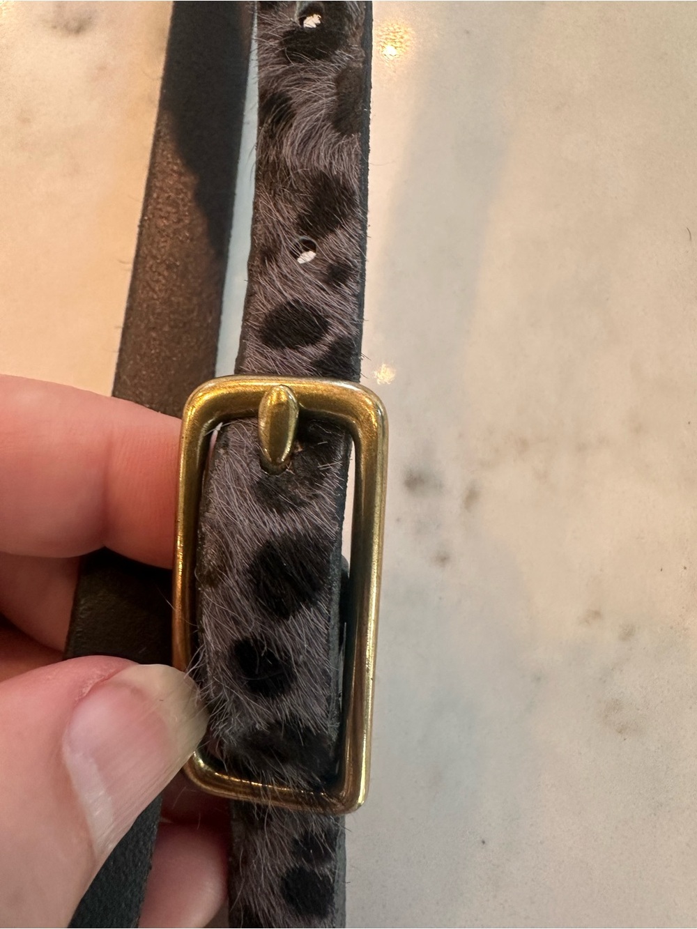 J. Crew Gray and Black Leopard Print Belt with Gold-Tone Buckle - Picture 2 of 5